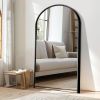Aluminum alloy thin edged right angled arched black full-length mirror with stand 71 *31 * 2 inch Bathroom Vanity Mirror for Bedroom Entryway