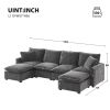 [VIDEO provided] [New] 110*57" Modern U Shape Modular Sofa, 6 Seat Chenille Sectional Couch Set with 2 Pillows Included