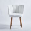 Modern WHITE dining chair(set of 2 ) with iron tube wood color legs, shorthair cushions and comfortable backrest, suitable for dining room