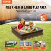 VEVOR Sandbox with Cover, 48.6x48.6x12.4 in Square Sand Box, HDPE Sand Pit with 4 Corner Seating and Bottom Liner, Kids Sandbox for Outdoor Backyard