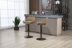 COOLMORE Modern Swivel Bar Stools Set of 2 Adjustable Counter Height Chairs with Footrest for Kitchen, Dining Room (Green)