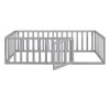 Twin Size Wood Daybed Frame with Fence, Gray
