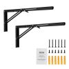 VEVOR Shelf Bracket Foldable, 24' L 2 Pcs , Heavy Duty Floating Shelf Brackets, Brackets for Shelves, 5mm Thick Matte Black L Shelf Bracket