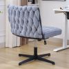 Armless Office Desk Chair No Wheels, BLUE