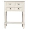 Narrow Console Table, Slim Sofa Table with Three Storage Drawers and Bottom Shelf (Ivory White)