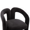 COOLMORE Contemporary Designed Velvet Fabric Upholstered Accent/Dining Chair /Barrel Side Chairs Kitchen Armchair for Living Room set of 2 (Black Velv