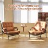 Bonded Leather Armchair, Modern Accent Chair High Back, Living Room Chairs with Metal Legs and Soft Padded, Sofa Chairs for Home Office,Bedroom