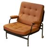 Bonded Leather Armchair, Modern Accent Chair High Back, Living Room Chairs with Metal Legs and Soft Padded, Sofa Chairs for Home Office,Bedroom