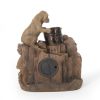 DIMMOCK FOUNTAIN, 22.75" High Hand Crafted Weather Resistant Floor Fountain with Light, Light Brown