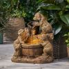DIMMOCK FOUNTAIN, 22.75" High Hand Crafted Weather Resistant Floor Fountain with Light, Light Brown
