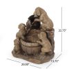 DIMMOCK FOUNTAIN, 22.75" High Hand Crafted Weather Resistant Floor Fountain with Light, Light Brown
