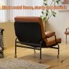 Bonded Leather Armchair, Modern Accent Chair High Back, Living Room Chairs with Metal Legs and Soft Padded, Sofa Chairs for Home Office,Bedroom