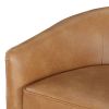 Maisy Saddle Faux Leather Wood Base Barrel Swivel Chair