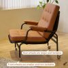 Bonded Leather Armchair, Modern Accent Chair High Back, Living Room Chairs with Metal Legs and Soft Padded, Sofa Chairs for Home Office,Bedroom