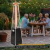 Bosonshop Outdoor Patio Heater, Pyramid Standing Gas LP Propane Heater With Wheels 89 Inches Tall 42000 BTU For Commercial Courtyard (Black)