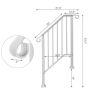 Handrails for Outdoor Steps, Iron Handrail Fits 2 Step, Transitional Handrail with Installation Kit, White