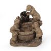 DIMMOCK FOUNTAIN, 22.75" High Hand Crafted Weather Resistant Floor Fountain with Light, Light Brown