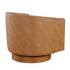 Maisy Saddle Faux Leather Wood Base Barrel Swivel Chair