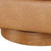Maisy Saddle Faux Leather Wood Base Barrel Swivel Chair