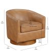Maisy Saddle Faux Leather Wood Base Barrel Swivel Chair