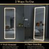 LED aluminum alloy frameless rounded rectangular white full-length mirror with stand 63 * 16 * 1 inch Bathroom Vanity Mirror for Bedroom Entryway