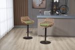 COOLMORE Modern Swivel Bar Stools Set of 2 Adjustable Counter Height Chairs with Footrest for Kitchen, Dining Room (Green)