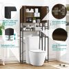 Over The Toilet Storage Cabinet with 4-Tier Side Adjustable Storage Shelves, Non-slip Freestanding Over Toilet Storage W/Hooks