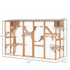 Catio Playground Cat Window Box Outside Enclosure, Wooden Outdoor Cat House with Weather Protection Roof for Multiple Kitties