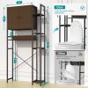 Over The Toilet Storage Cabinet with 4-Tier Side Adjustable Storage Shelves, Non-slip Freestanding Over Toilet Storage W/Hooks
