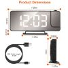 Projection Alarm Clock LED Digital Alarm Clock with Dual Alarms Snooze Function 6 Dimmer 7.7in Mirror