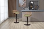 COOLMORE Modern Swivel Bar Stools Set of 2 Adjustable Counter Height Chairs with Footrest for Kitchen, Dining Room (Green)