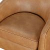 Maisy Saddle Faux Leather Wood Base Barrel Swivel Chair