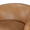 Maisy Saddle Faux Leather Wood Base Barrel Swivel Chair