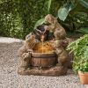 DIMMOCK FOUNTAIN, 22.75" High Hand Crafted Weather Resistant Floor Fountain with Light, Light Brown