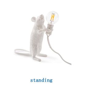 Creative Nordic Resin Mouse Table Lamp Desk LED Night Lights Small Mini Rat Desk Lamps (Color: White, Type: US-standing)