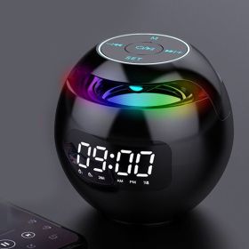 Wireless Portable Speaker With Clock Alarm & Human Body Induction, Color Atmosphere Light, Waterproof Small Speaker With Light Card (model: Clock Version, Color: Black)