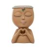 1pc Figure Flower Pot; Women Face Statue Vase Planter Ornaments