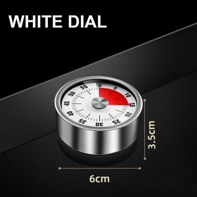 Stainless Steel Visual Timer Mechanical Kitchen  60-Minutes Alarm Cooking Timer (Color: White)