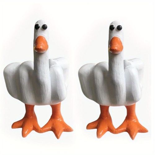 1/2pcs Interesting Funny Duckling Statue Decorations, Resin Decorative Sculptures