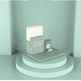 Multifunctional Alarm Clock Wireless Charger Bedroom (Electrical outlet: USB, Color: Light green)