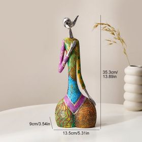 Modern Abstract Art Woman Sculpture Figurines Creative Home Decor Colorful Abstract Painted Statues Living Room Table Decor Gift (Color: Style C, Ships From: China)