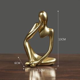 Thinker Resin Statue Nordic Abstract Figurine Crafts Home Decor Modern (Color: Deep Blue)