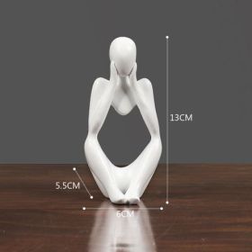 Thinker Resin Statue Nordic Abstract Figurine Crafts Home Decor Modern (Color: LIGHT GREY)