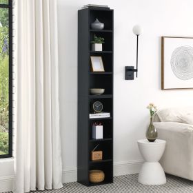 8-Tier Media Tower Bookcase Rack, CD DVD Slim Storage Cabinet with Adjustable Shelves (Color: as Pic)