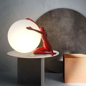 Orb Modern Sculpture Lamp, Resin Art Decor, Table Decorations (Color: Red)