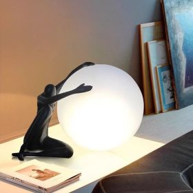 Orb Modern Sculpture Lamp, Resin Art Decor, Table Decorations (Color: Black)