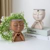 1pc Figure Flower Pot; Women Face Statue Vase Planter Ornaments