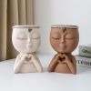1pc Figure Flower Pot; Women Face Statue Vase Planter Ornaments