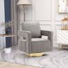 30.7"W Swivel Accent Open Back Chair Modern Comfy Sofa Chair With Gold Stainless Steel Base For Nursery Bedroom Living Room Hotel Office